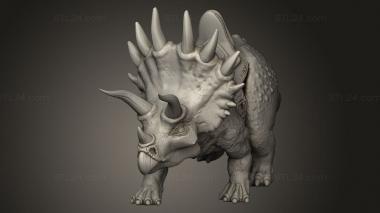 Animal figurines (Beasts Triceratops Walk Saddleback, STKJ_3514) 3D models for cnc