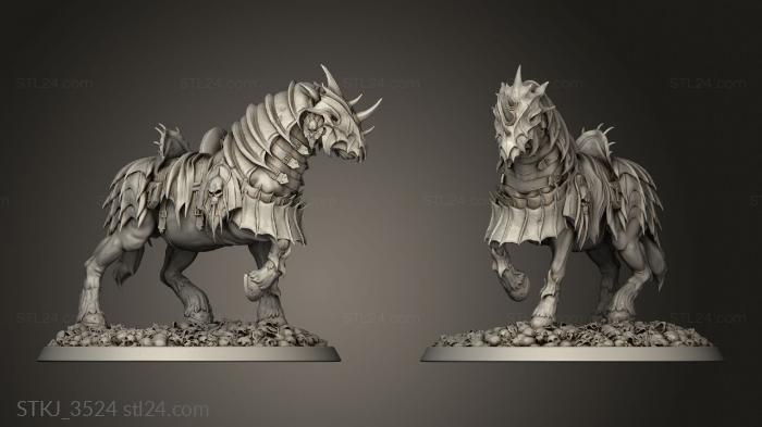 Animal figurines (Blood Cavalier Banner Rider, STKJ_3524) 3D models for cnc