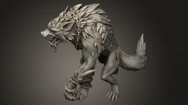 Animal figurines (Bloodfields Shapeshifters Werewolf, STKJ_3534) 3D models for cnc