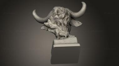 Animal figurines (African animals buffalo, STKJ_3630) 3D models for cnc