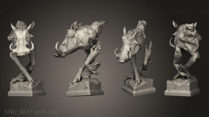 Animal figurines (African animals warthog, STKJ_3637) 3D models for cnc