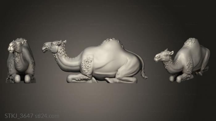 Animal figurines (camels CAMEL NAKED SITTING, STKJ_3647) 3D models for cnc