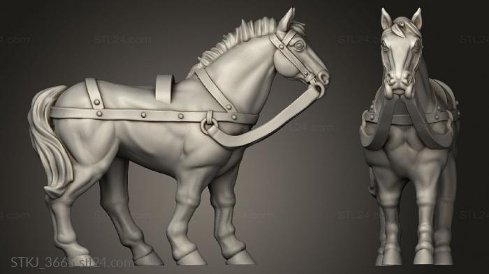 Animal figurines (CART HORSE PEG, STKJ_3665) 3D models for cnc