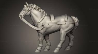 Animal figurines (CART HORSE PEG, STKJ_3665) 3D models for cnc