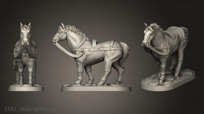 Animal figurines (CART HORSE ROCK PEG, STKJ_3666) 3D models for cnc