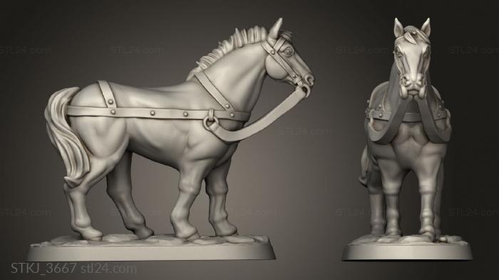 Animal figurines (CART HORSE ROCK, STKJ_3667) 3D models for cnc