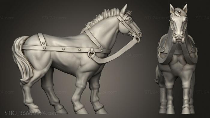 Animal figurines (CART HORSE, STKJ_3668) 3D models for cnc