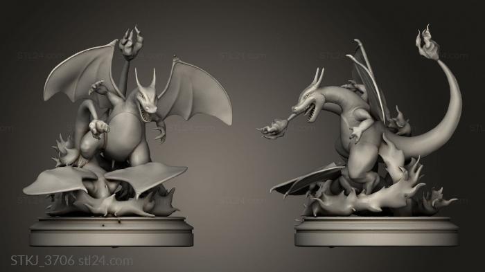 Animal figurines (Charizard Base, STKJ_3706) 3D models for cnc