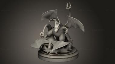 Animal figurines (Charizard Base, STKJ_3706) 3D models for cnc