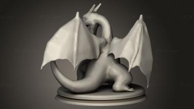 Animal figurines (charizard Kerberos Fi ae fcd adda remixed, STKJ_3707) 3D models for cnc