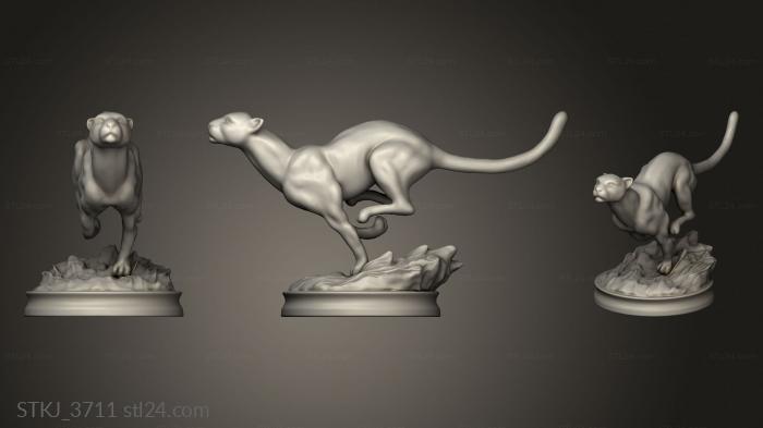 Animal figurines (Cheetah Statue, STKJ_3711) 3D models for cnc