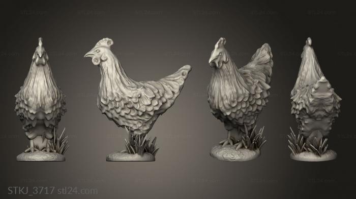 Animal figurines (Chicken Coop and Chickens, STKJ_3717) 3D models for cnc