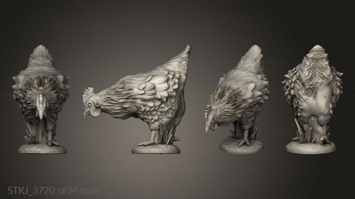 Animal figurines (Chicken Coop and Chickens, STKJ_3720) 3D models for cnc