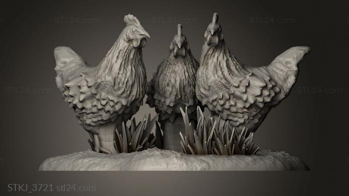 Animal figurines (Chicken Coop and Chickens, STKJ_3721) 3D models for cnc