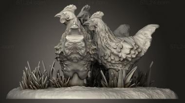 Animal figurines (Chicken Coop and Chickens, STKJ_3721) 3D models for cnc