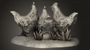 Animal figurines (Chicken Coop and Chickens, STKJ_3721) 3D models for cnc