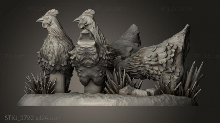 Animal figurines (Chicken Coop and Chickens, STKJ_3722) 3D models for cnc