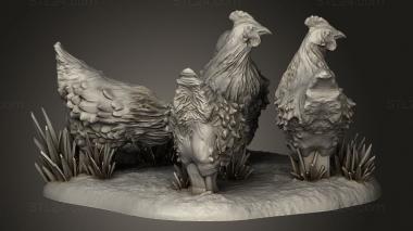 Animal figurines (Chicken Coop and Chickens, STKJ_3722) 3D models for cnc