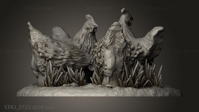 Animal figurines (Chicken Coop and Chickens, STKJ_3723) 3D models for cnc