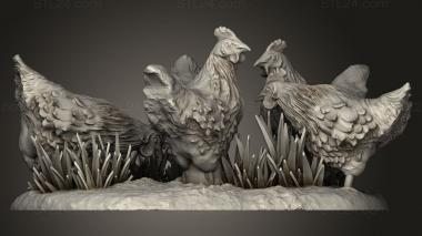 Animal figurines (Chicken Coop and Chickens, STKJ_3723) 3D models for cnc