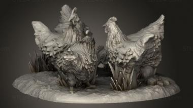 Animal figurines (Chicken Coop and Chickens, STKJ_3723) 3D models for cnc