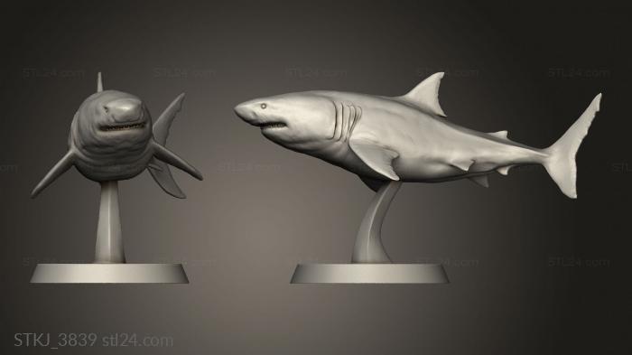 Animal figurines (Deep Waters Sharks shark, STKJ_3839) 3D models for cnc