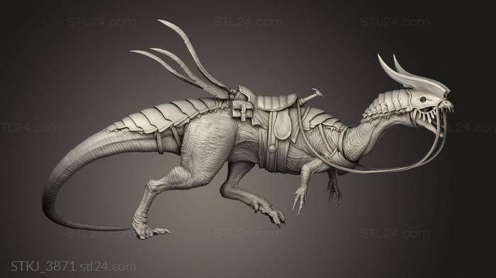 Animal figurines (Dilophosaurus feroce Lord The attack saddle, STKJ_3871) 3D models for cnc