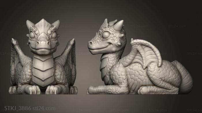 Animal figurines (Dinos Dragons, STKJ_3886) 3D models for cnc