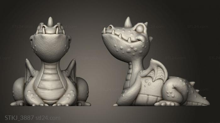 Animal figurines (Dinos Dragons, STKJ_3887) 3D models for cnc