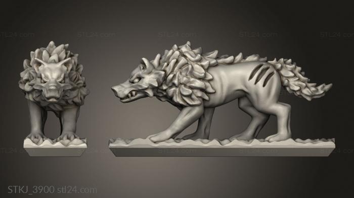 Animal figurines (dire wolf, STKJ_3900) 3D models for cnc