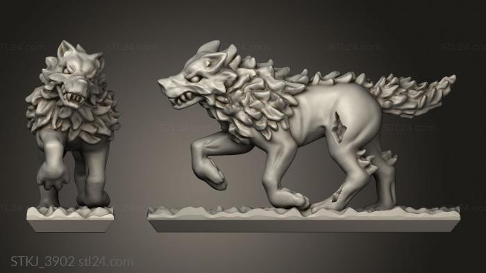 Animal figurines (dire wolf, STKJ_3902) 3D models for cnc