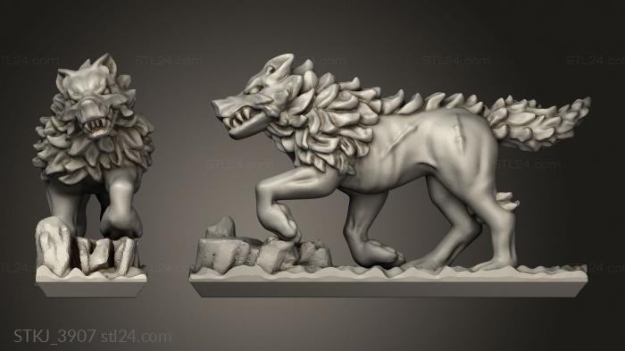 Animal figurines (dire wolf, STKJ_3907) 3D models for cnc