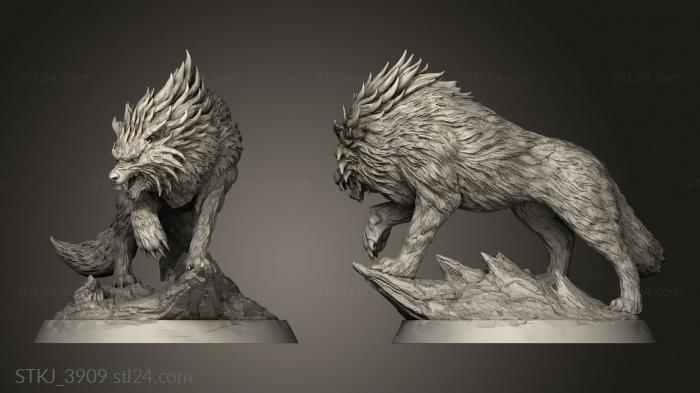 Animal figurines (dire wolf, STKJ_3909) 3D models for cnc