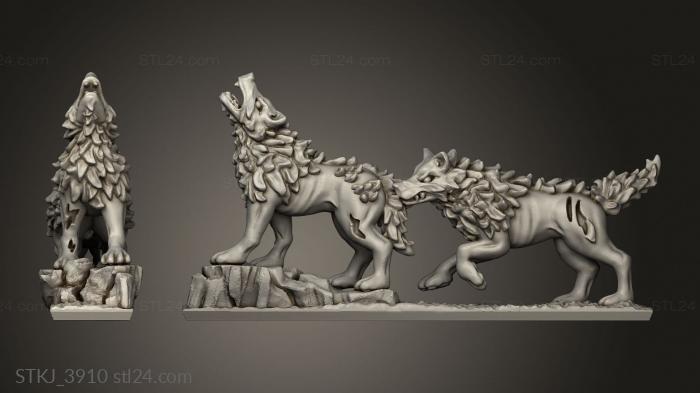 Animal figurines (dire wolves, STKJ_3910) 3D models for cnc