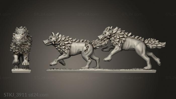 Animal figurines (dire wolves, STKJ_3911) 3D models for cnc