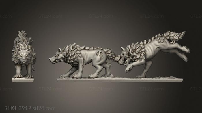 Animal figurines (dire wolves, STKJ_3912) 3D models for cnc