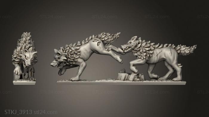 Animal figurines (dire wolves, STKJ_3913) 3D models for cnc