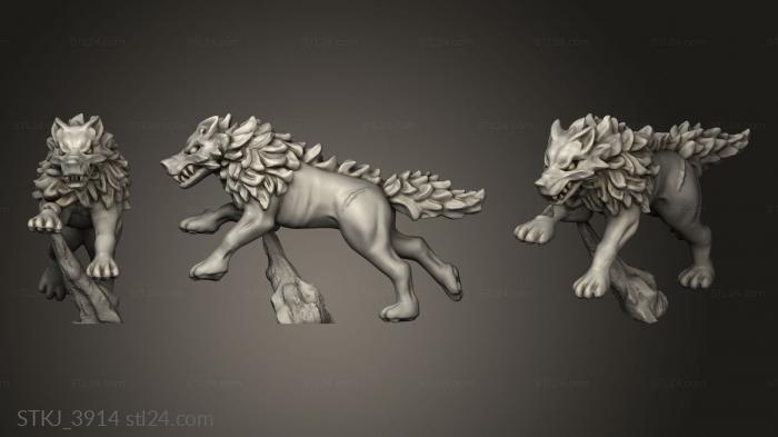 Animal figurines (dire wolves wolf, STKJ_3914) 3D models for cnc