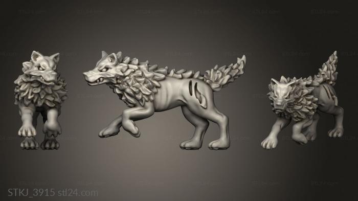 Animal figurines (dire wolves wolf, STKJ_3915) 3D models for cnc