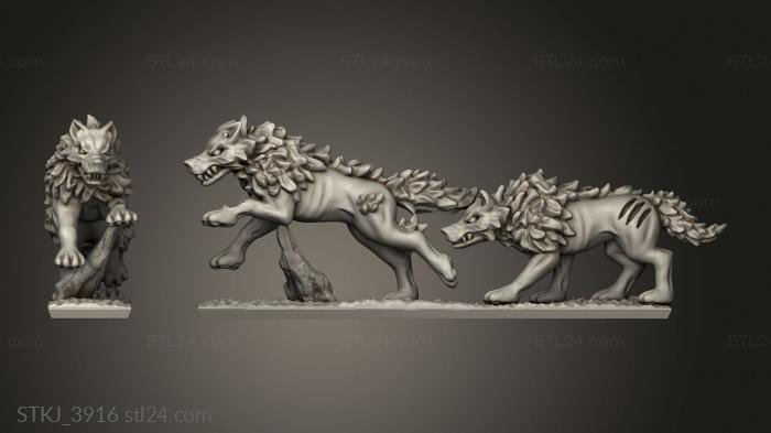 Animal figurines (dire wolves, STKJ_3916) 3D models for cnc