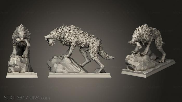 Animal figurines (DIREWOLF, STKJ_3917) 3D models for cnc