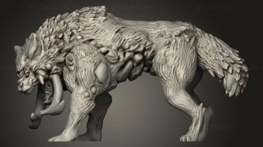 Animal figurines (Monsters Horned Wolf mon ec, STKJ_3950) 3D models for cnc