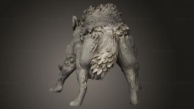 Animal figurines (Monsters Horned Wolf mon ec, STKJ_3950) 3D models for cnc