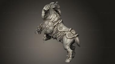 Animal figurines (dwarf riders Gerta on Lok Ghobar the Great Ram Saddle, STKJ_4006) 3D models for cnc