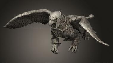 Animal figurines (Dwarves Female Gryphon Rider with separately Dwarf, STKJ_4012) 3D models for cnc