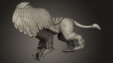 Animal figurines (Dwarves Female Gryphon Rider with separately Dwarf, STKJ_4012) 3D models for cnc