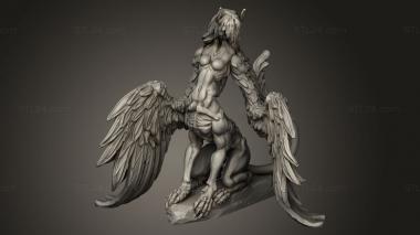 Animal figurines (Elemental Creatures Death Sphinx, STKJ_4027) 3D models for cnc