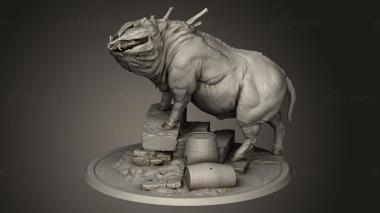 Animal figurines (Fear Old god Corrupt Pig Closed, STKJ_4177) 3D models for cnc