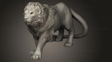 Animal figurines (Figurine Wondrous Power Gold Lions lion, STKJ_4189) 3D models for cnc