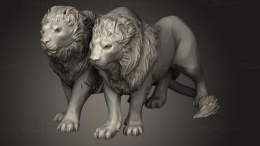 Animal figurines (Figurine Wondrous Power Gold Lions, STKJ_4190) 3D models for cnc